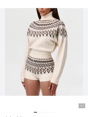 naked wardrobe Cream Fair Isle Turtleneck Sweater